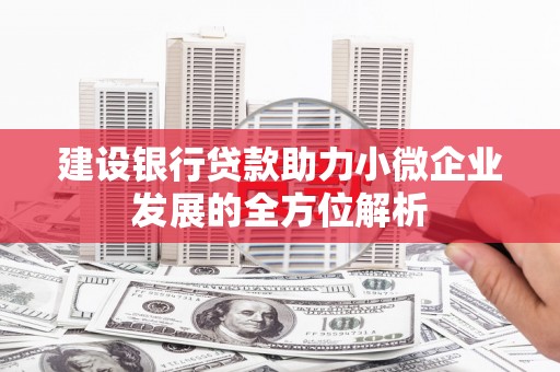 安吉建设银行贷款助力小微企业发展的全方位解析